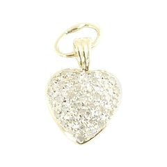 14 Karat Yellow Gold Diamond Heart Pendant