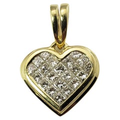 Pendentif cœur en or jaune 14 carats avec diamants