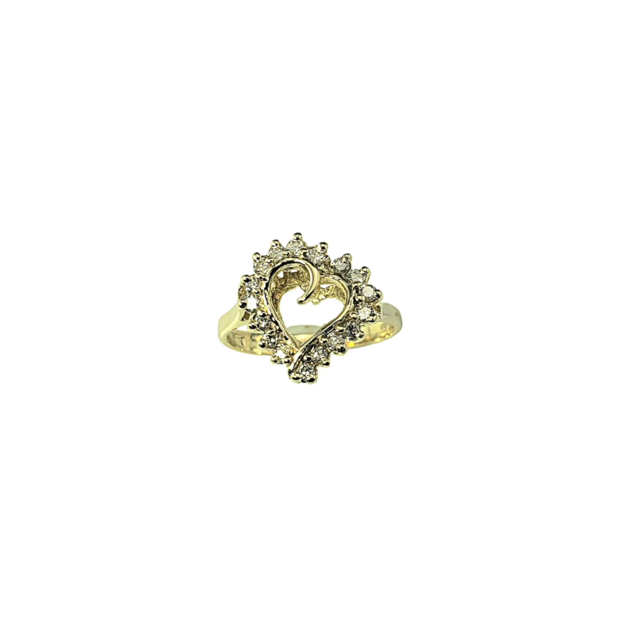 14 Karat Yellow Gold Diamond Heart Ring Size 5.25-5.5 #21445