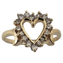 14 Karat Yellow Gold Diamond Heart Ring