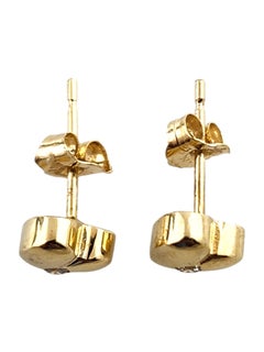 14 Karat Yellow Gold Diamond Heart Stud Earrings #19178