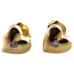 Pendientes de oro amarillo de 14 quilates con diamantes en forma de corazón #19178
