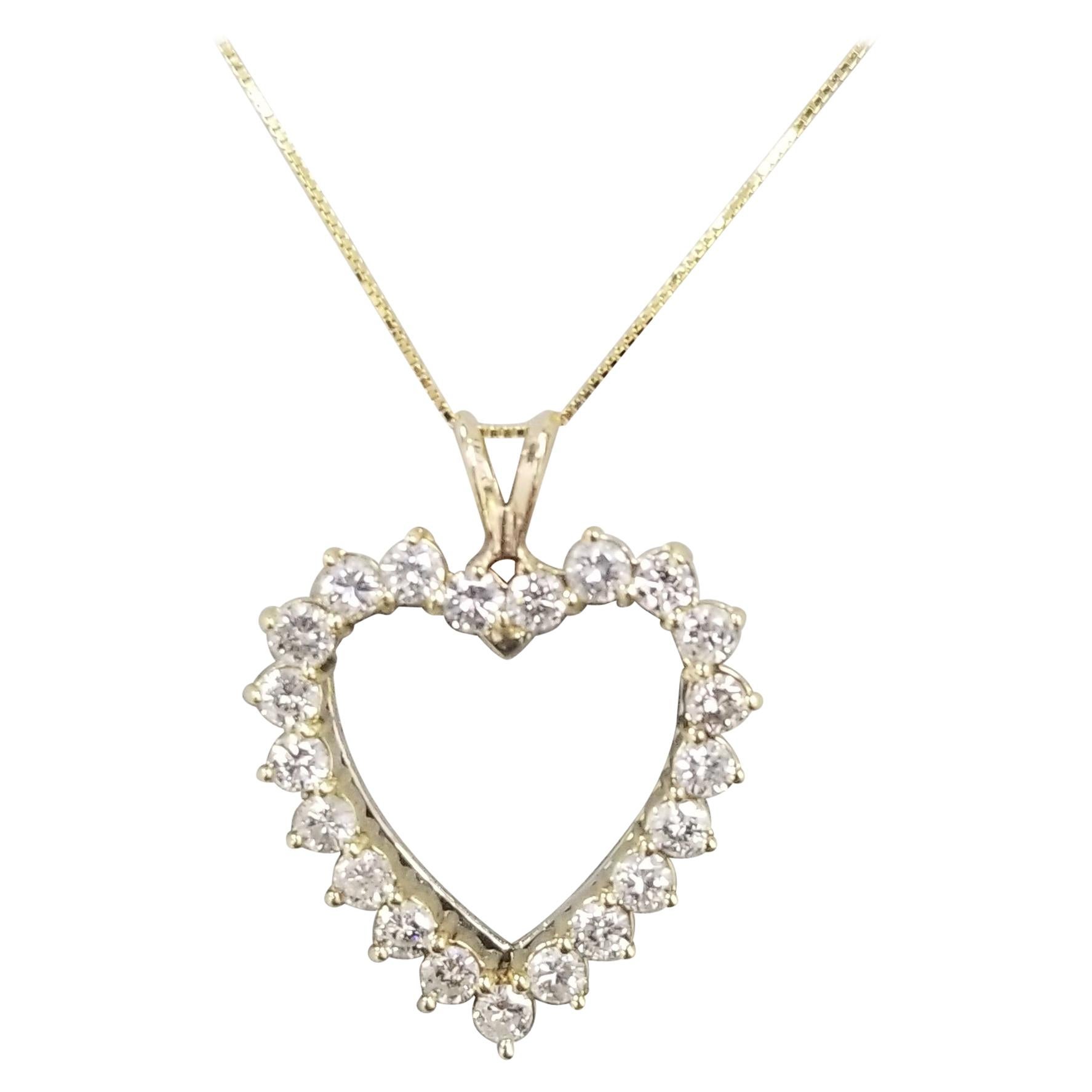14 Karat Yellow Gold Diamond Heart with 1.30 Carat