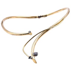 14 Karat Yellow Gold Diamond Hinged Collar Necklace