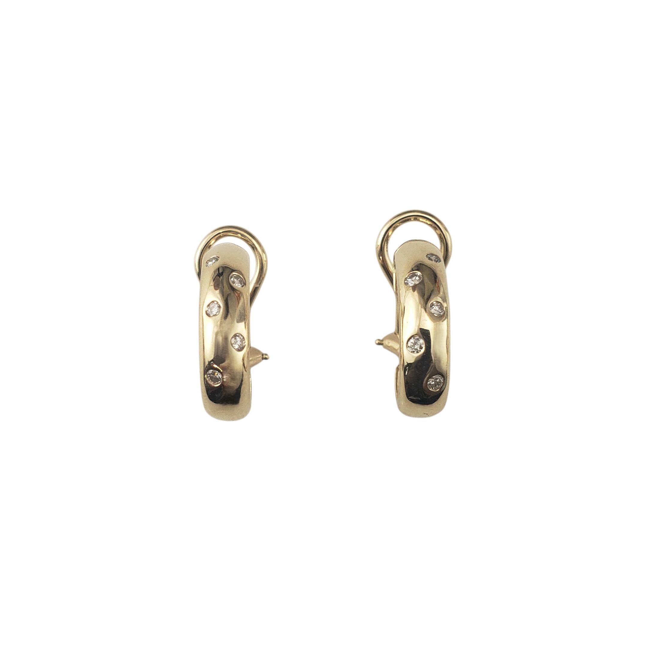 14 Karat Yellow Gold Diamond Hoop Earrings #22587
