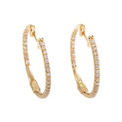 14 Karat Yellow Gold Diamond Hoop Earrings AER-7555Y