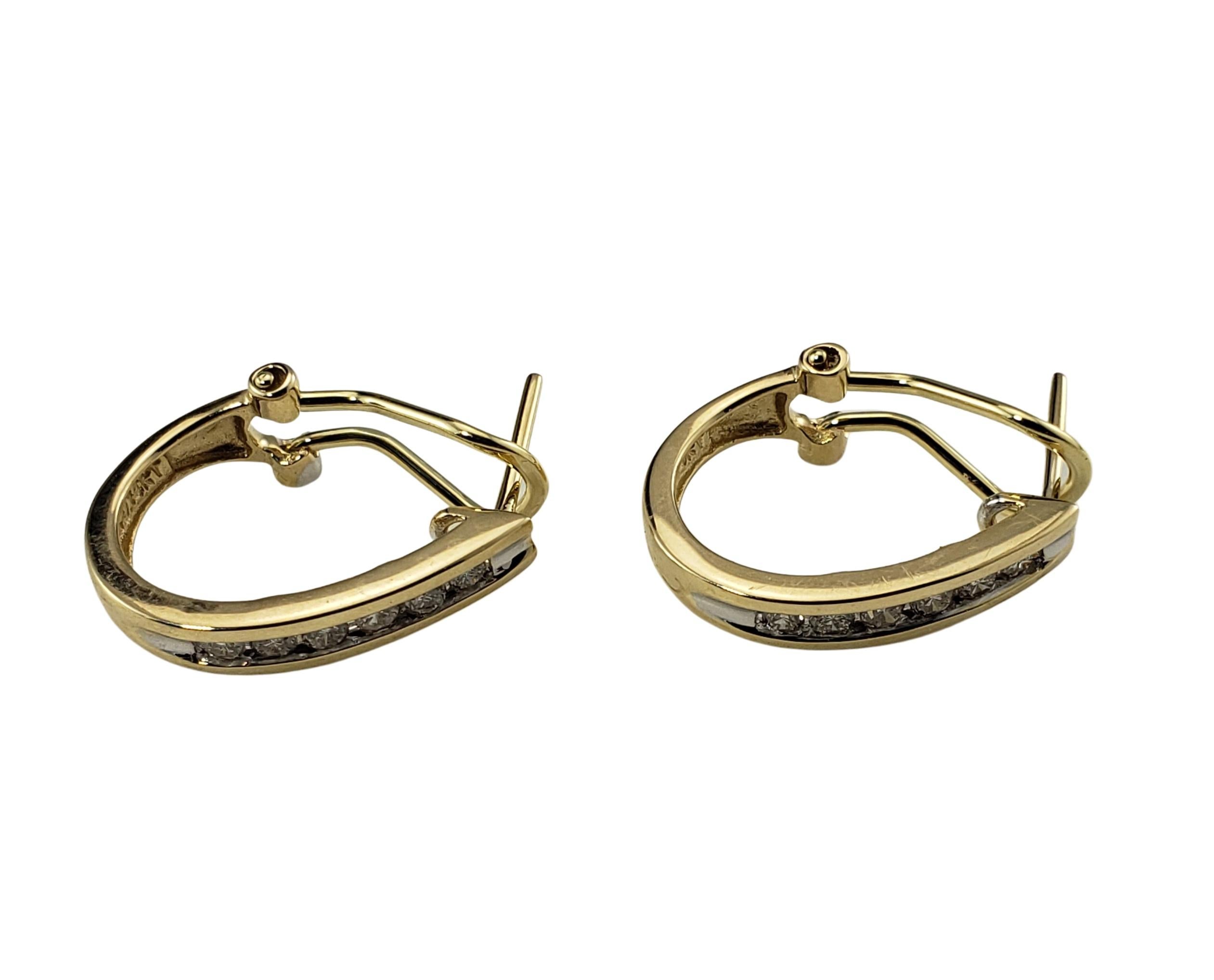 Brilliant Cut 14 Karat Yellow Gold Diamond Hoop Earrings For Sale