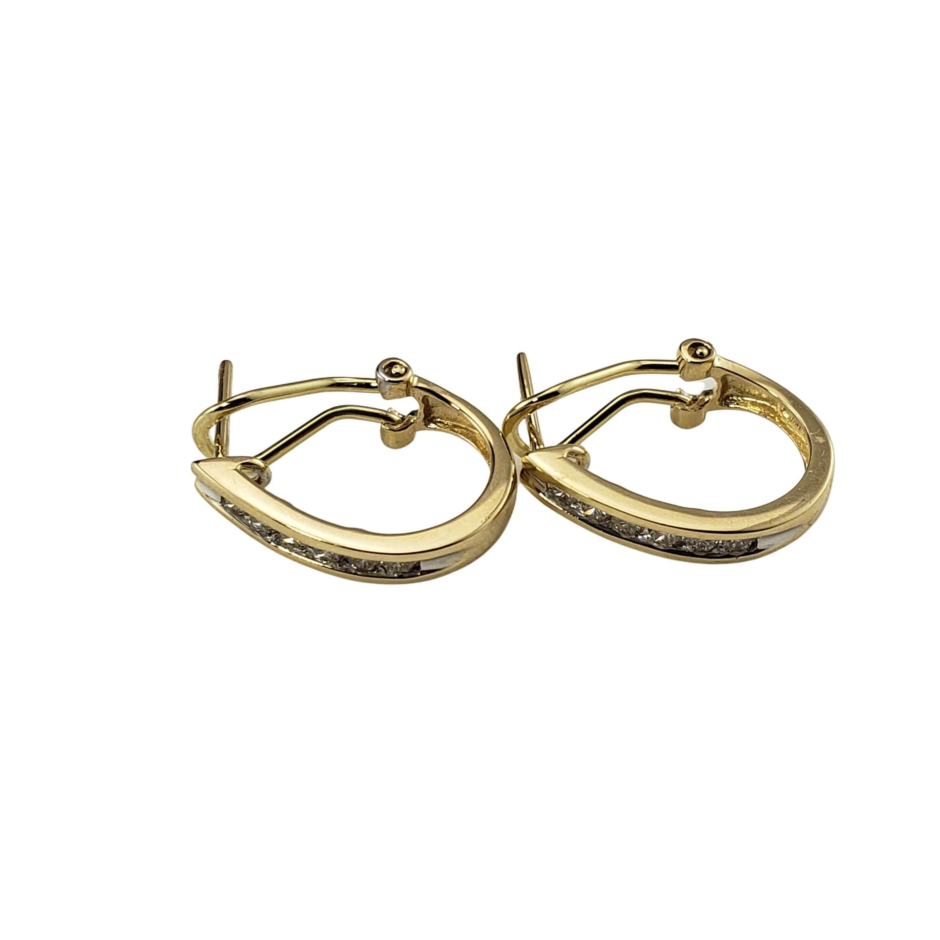 14 Karat Yellow Gold Diamond Hoop Earrings In Good Condition For Sale In Washington Depot, CT