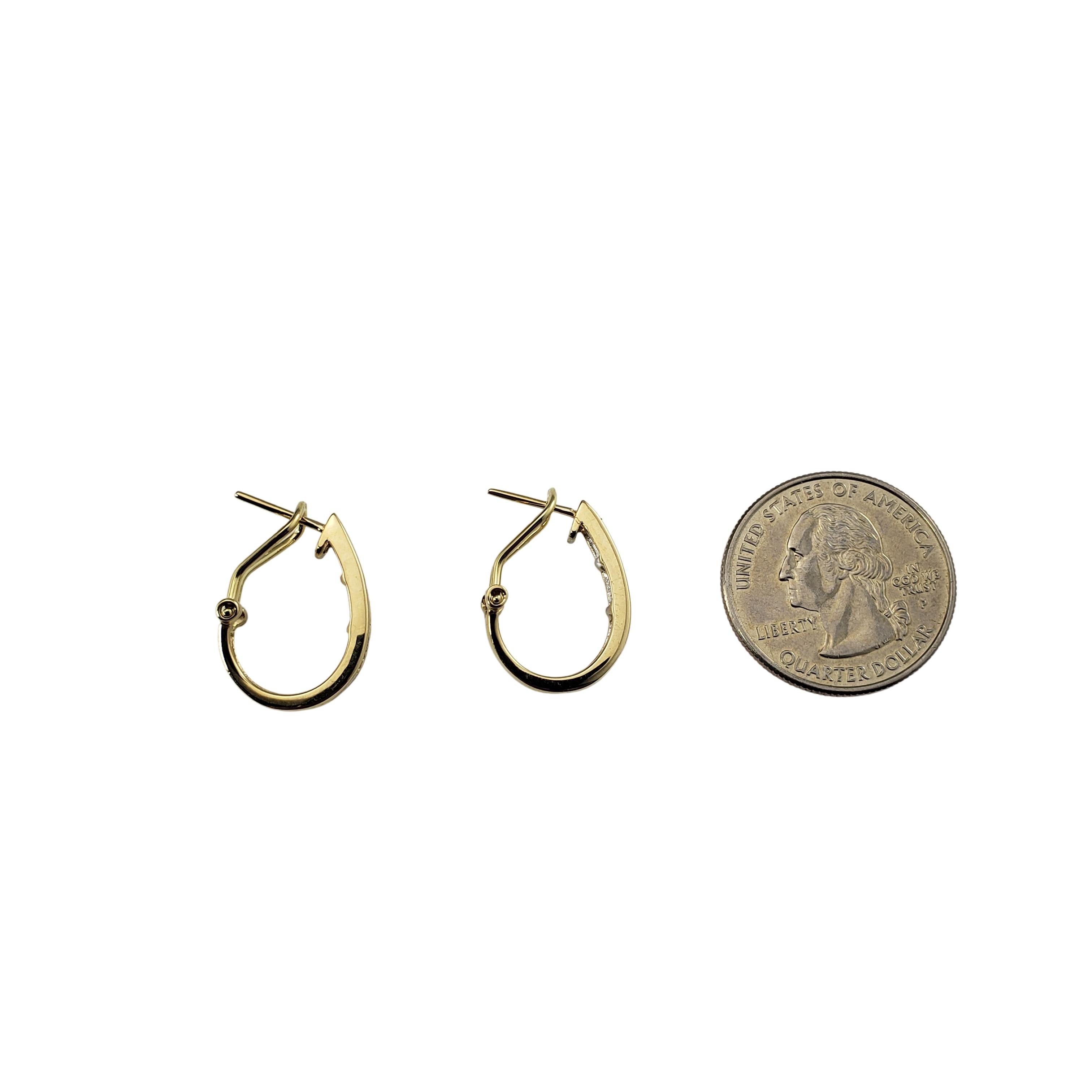 14 Karat Yellow Gold Diamond Hoop Earrings For Sale 1