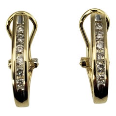 14 Karat Gelbgold Diamant-Ohrringe mit Creolen