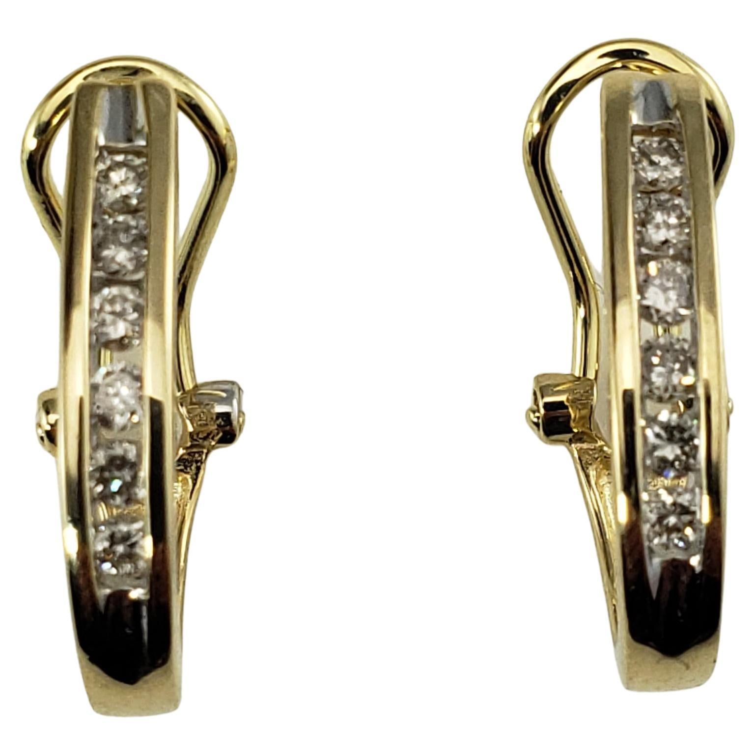 14 Karat Yellow Gold Diamond Earrings For Sale at 1stDibs