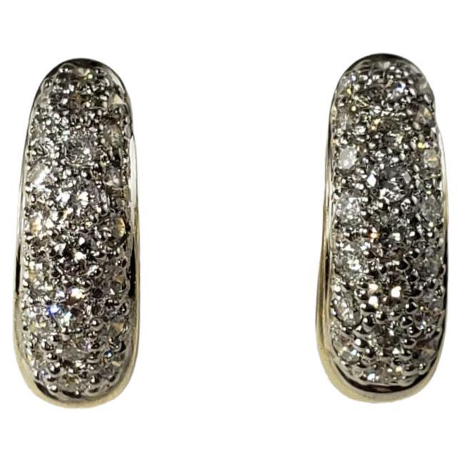 14k Yellow Gold Diamond Cut Hoop Design Earrings main image 1