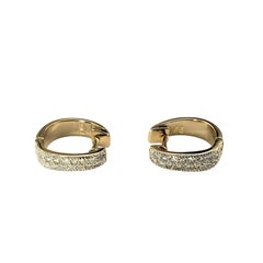 14 Karat Yellow Gold Diamond Huggie Hoop Earrings #21418