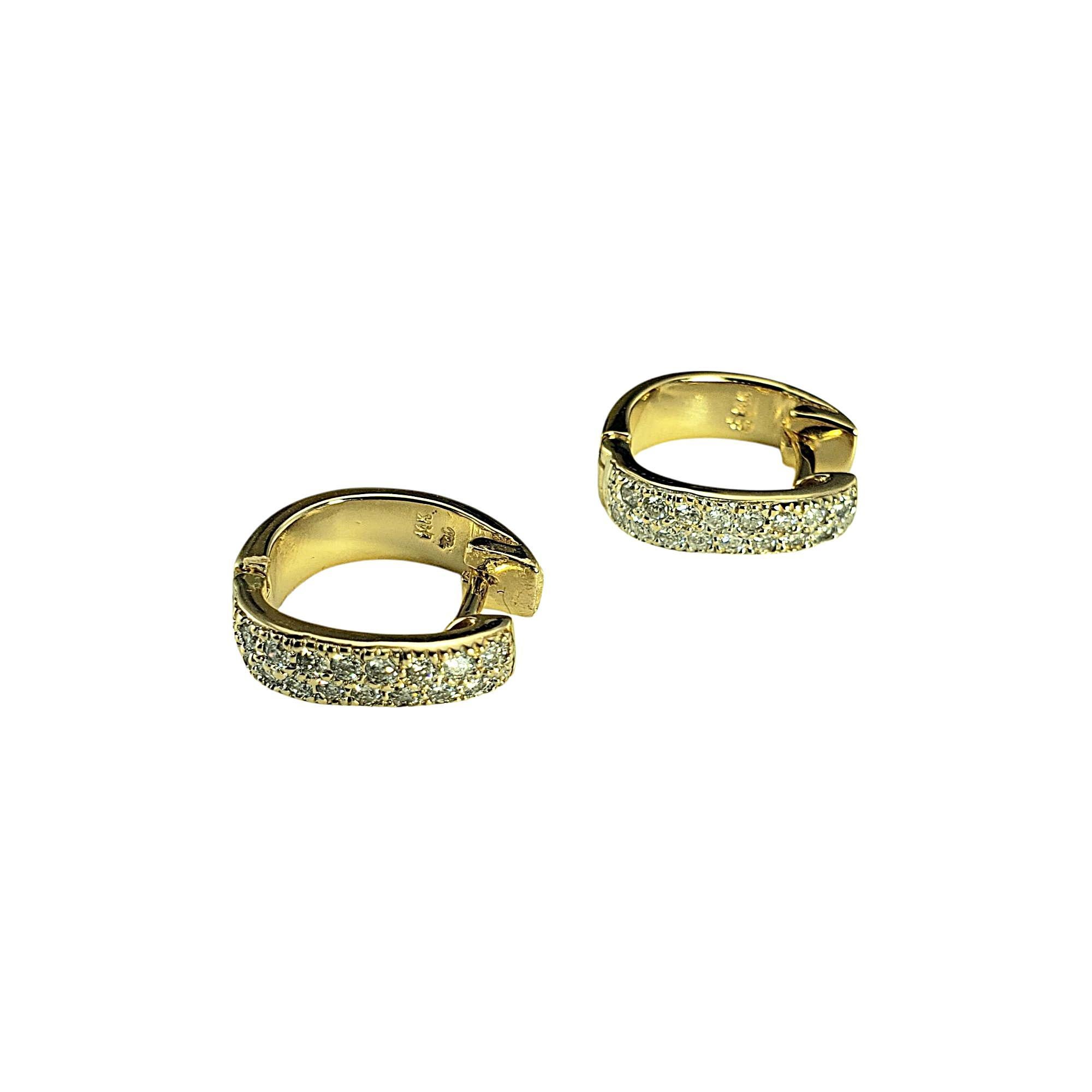 14 Karat Yellow Gold Diamond Huggie Hoop Earrings #21418 In Good Condition For Sale In Washington Depot, CT