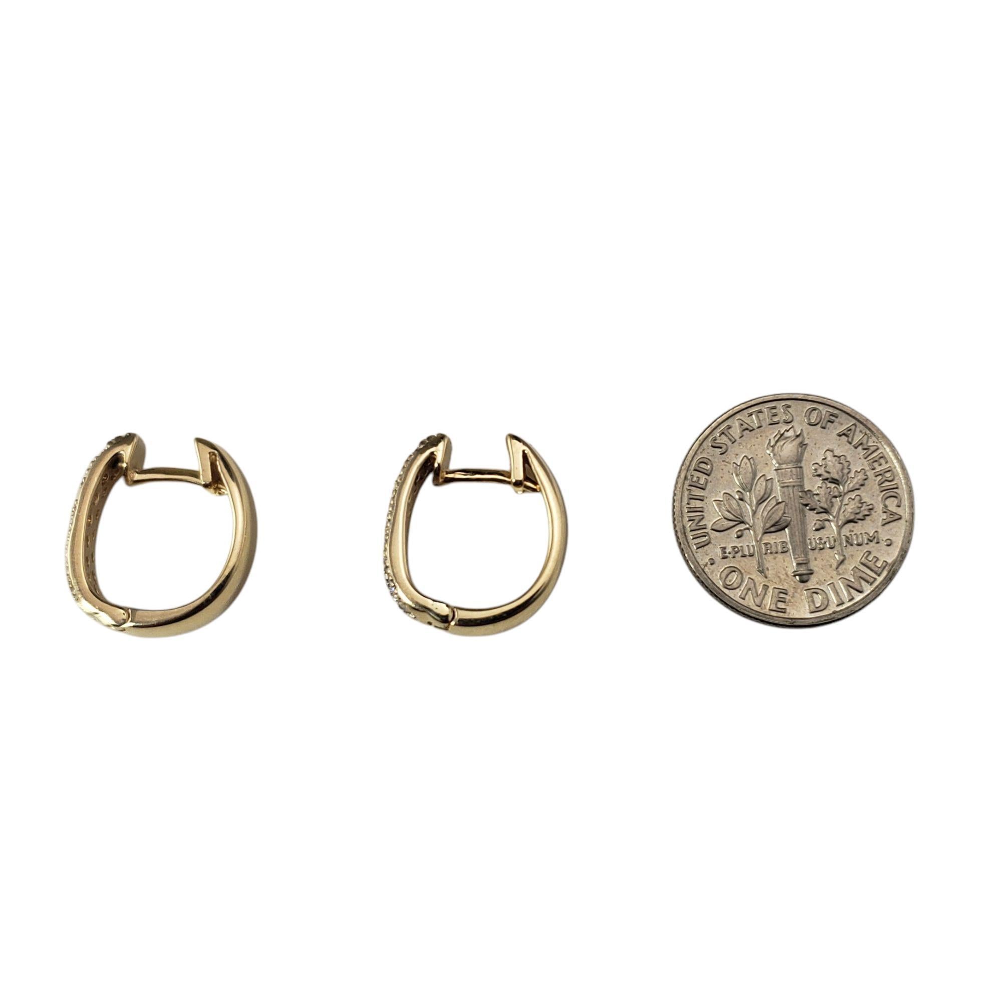 Women's 14 Karat Yellow Gold Diamond Huggie Hoop Earrings #21418 For Sale