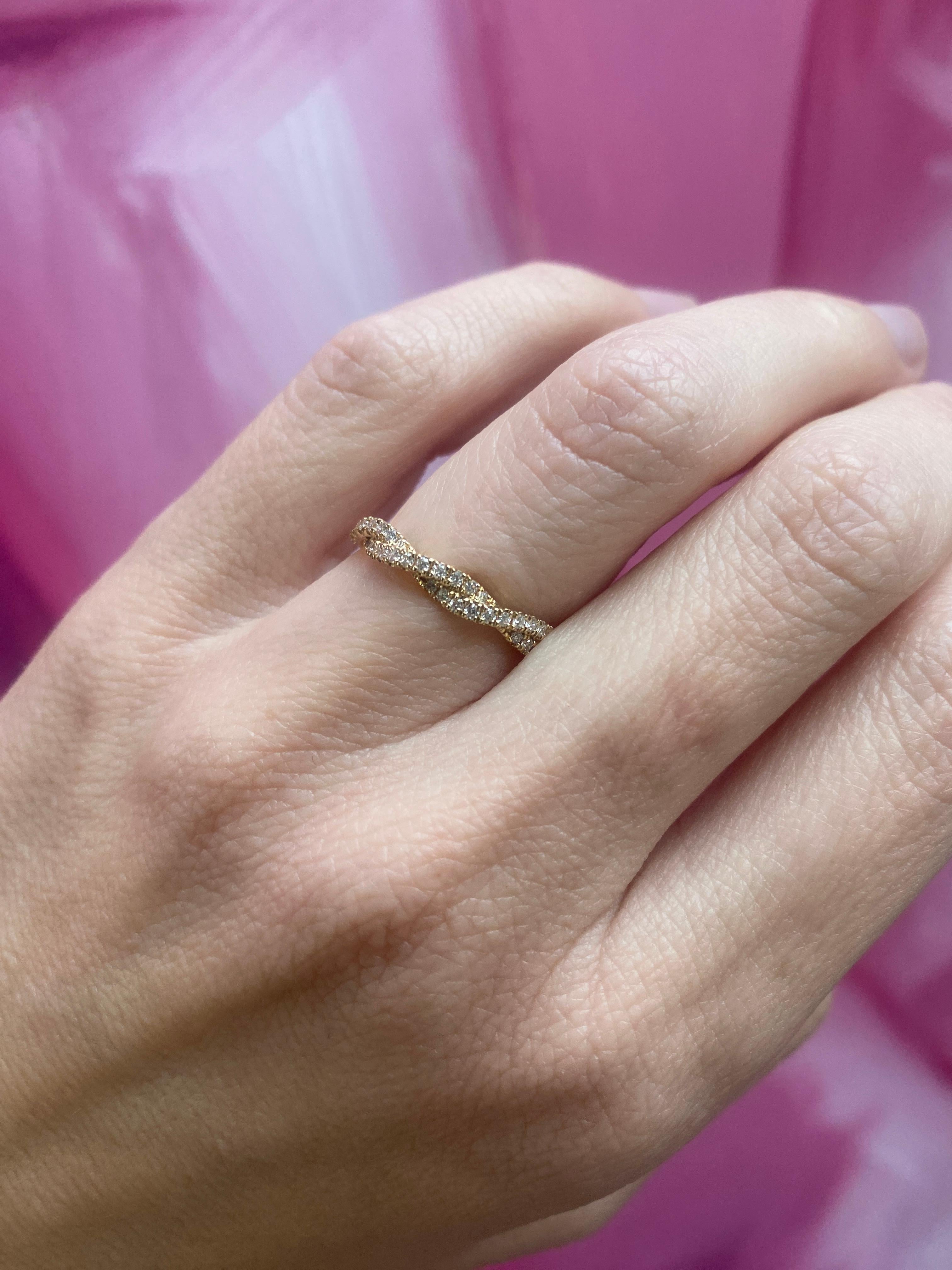 Women's or Men's 14 Karat Yellow Gold Diamond Infinity Diamond Band For Sale