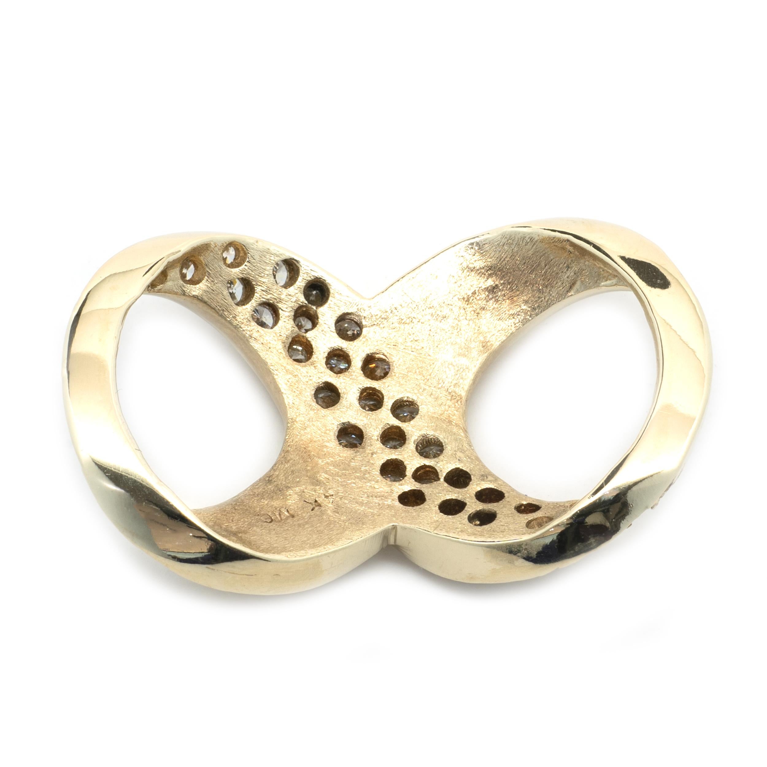 Round Cut 14 Karat Yellow Gold Diamond Infinity Slide Pendant