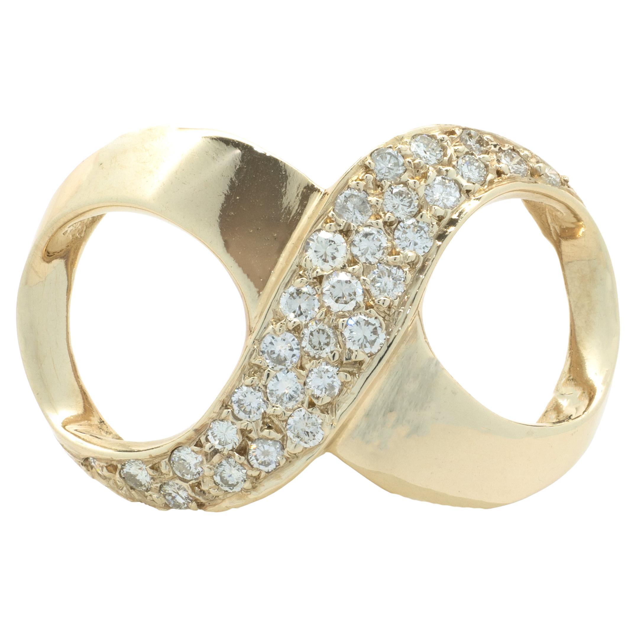 14 Karat Yellow Gold Diamond Infinity Slide Pendant