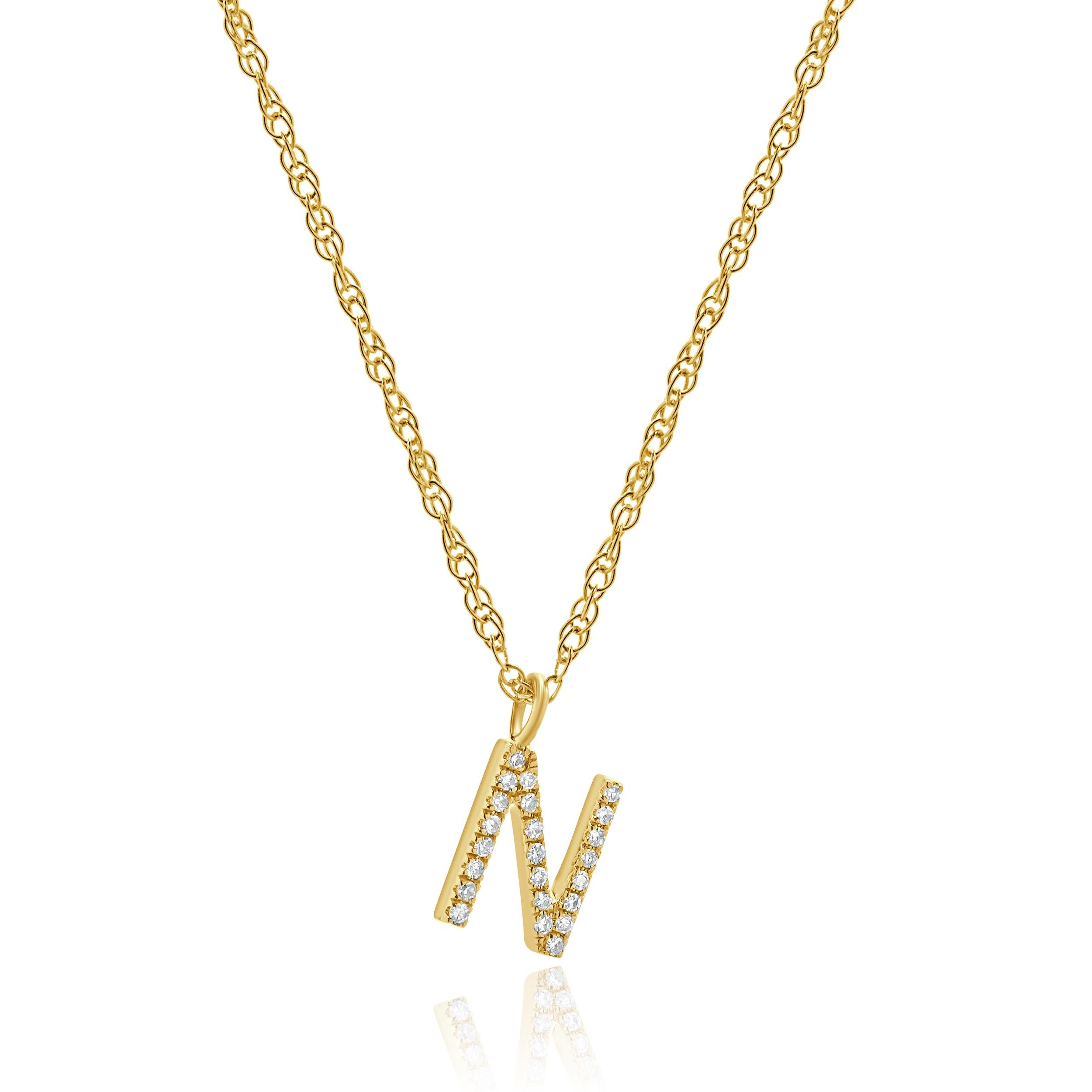 Designer: custom
Material: 14K yellow gold
Diamonds: round brilliant = 0.11cttw
Color: H
Clarity: SI1
Dimensions: necklace measures 16-inches in length 
Weight: 1.21 grams
