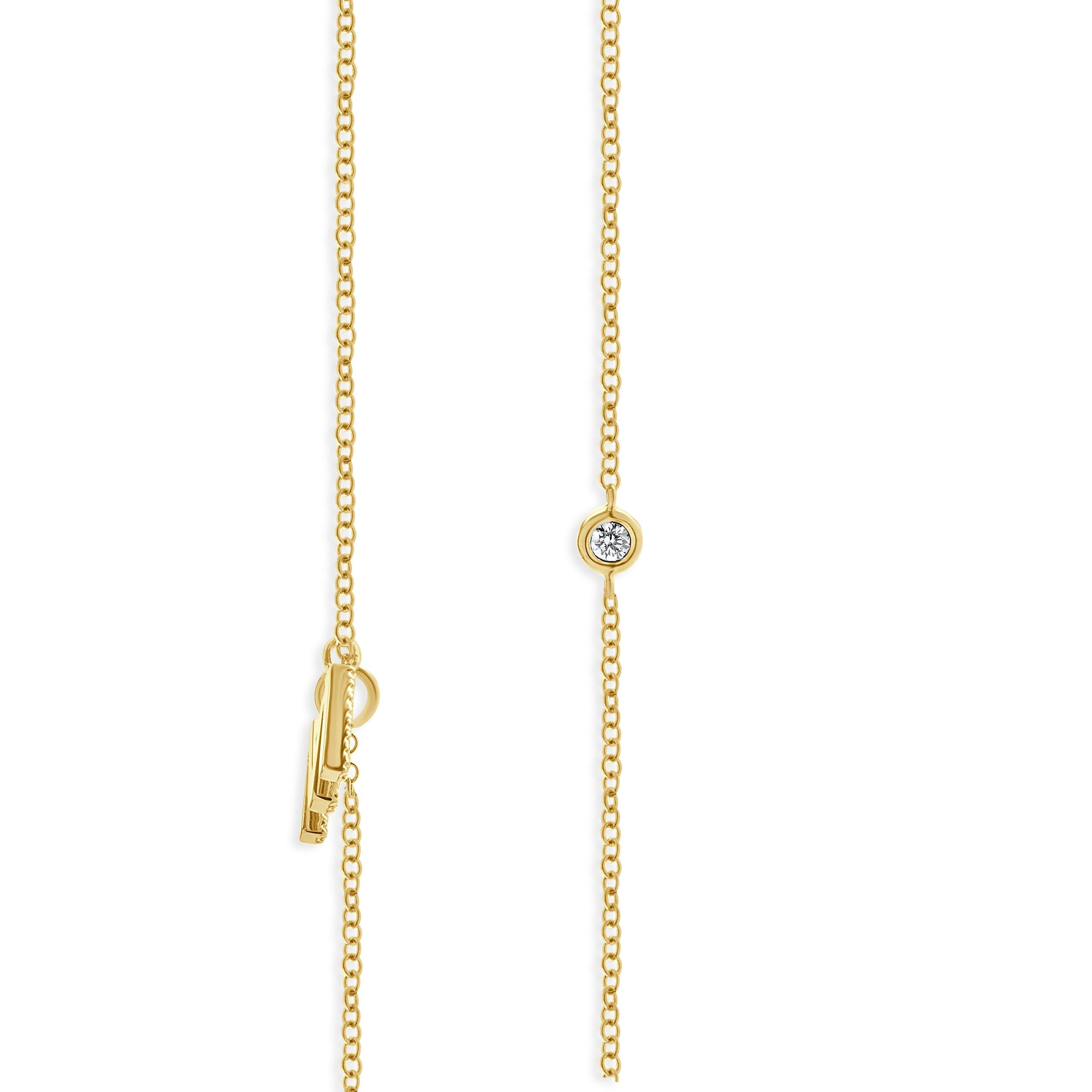 Round Cut 14 Karat Yellow Gold Diamond Initial N Necklace