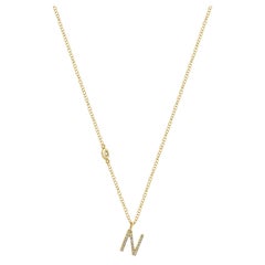 14 Karat Yellow Gold Diamond Initial N Necklace
