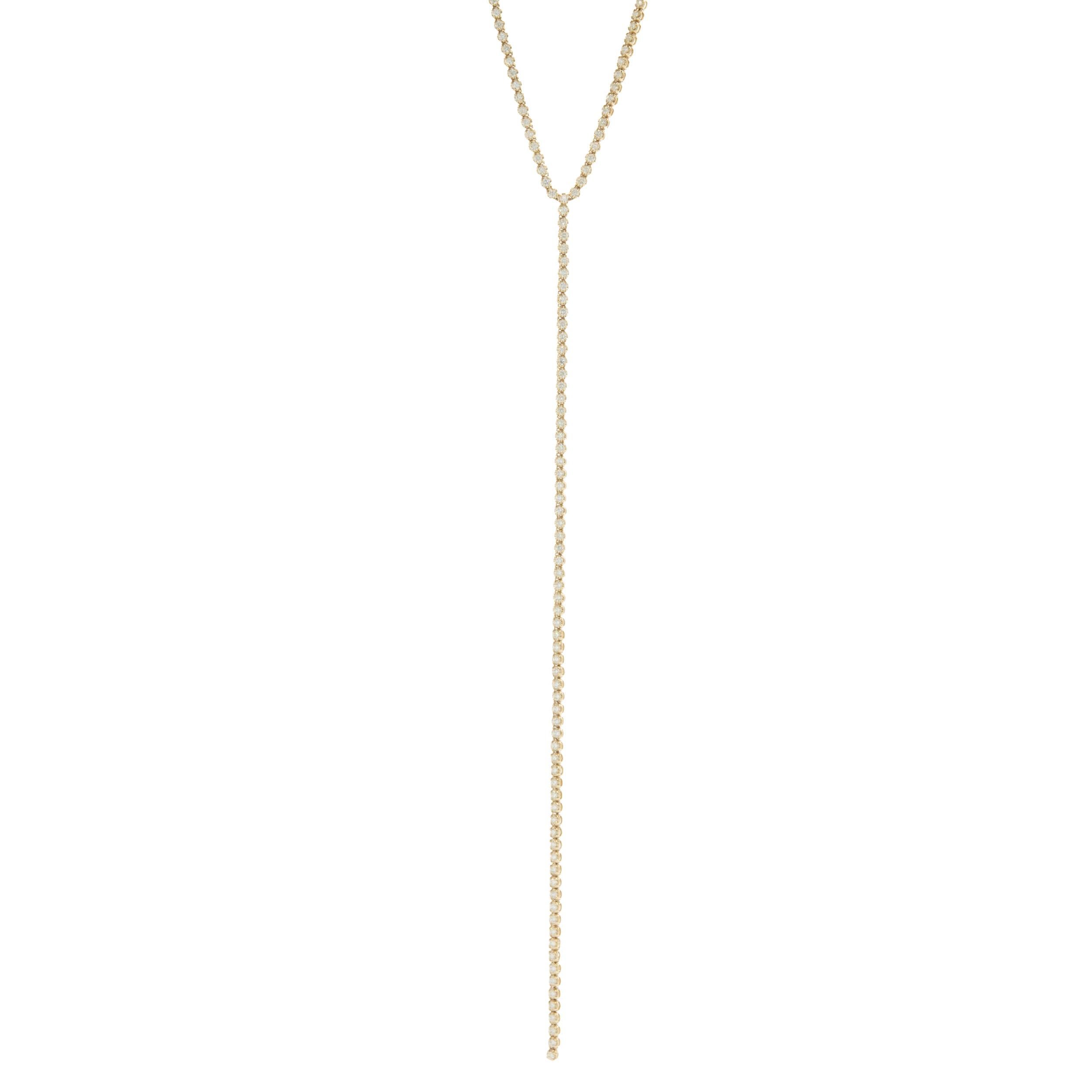 Designer: custom design
Material: 14K yellow gold
Diamond: round brilliant cut = 4.50cttw
Color: G
Clarity: SI1
Dimensions: necklace adjust from 16-22-inches in length 
Weight: 15.11 grams
