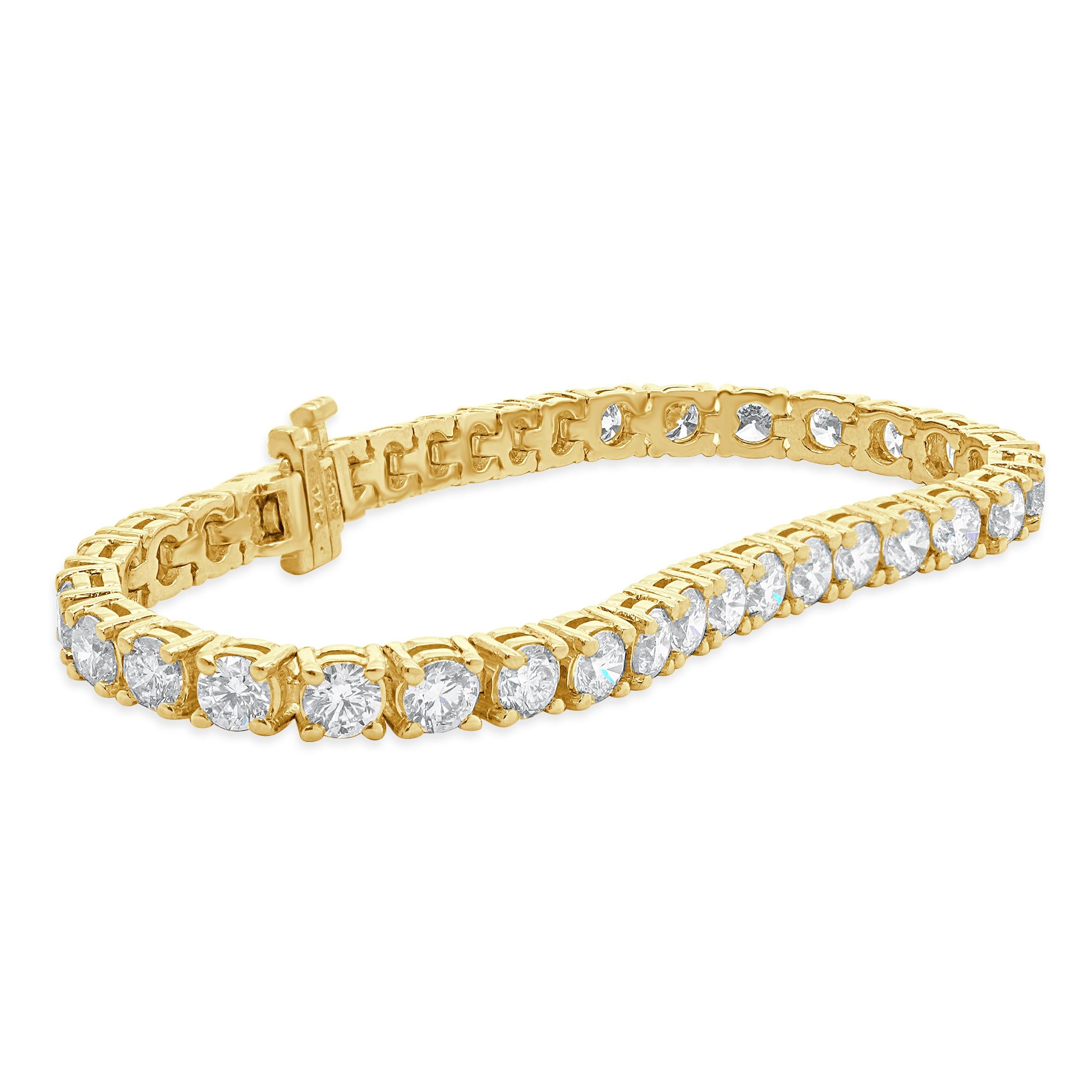 Bracelet tennis en or jaune 14 carats avec diamants Excellent état - En vente à Scottsdale, AZ
