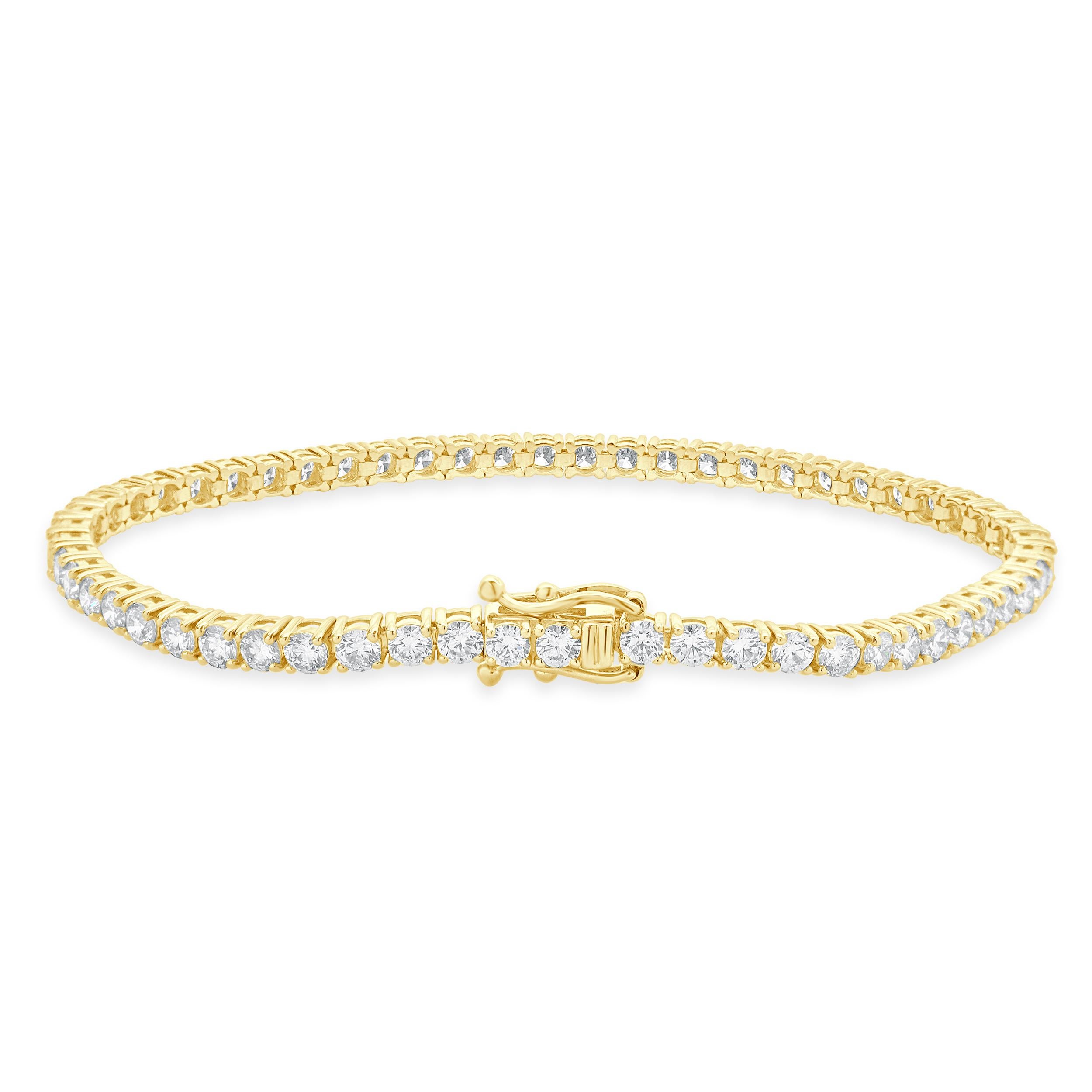 Bracelet tennis en or jaune 14 carats avec diamants Excellent état - En vente à Scottsdale, AZ