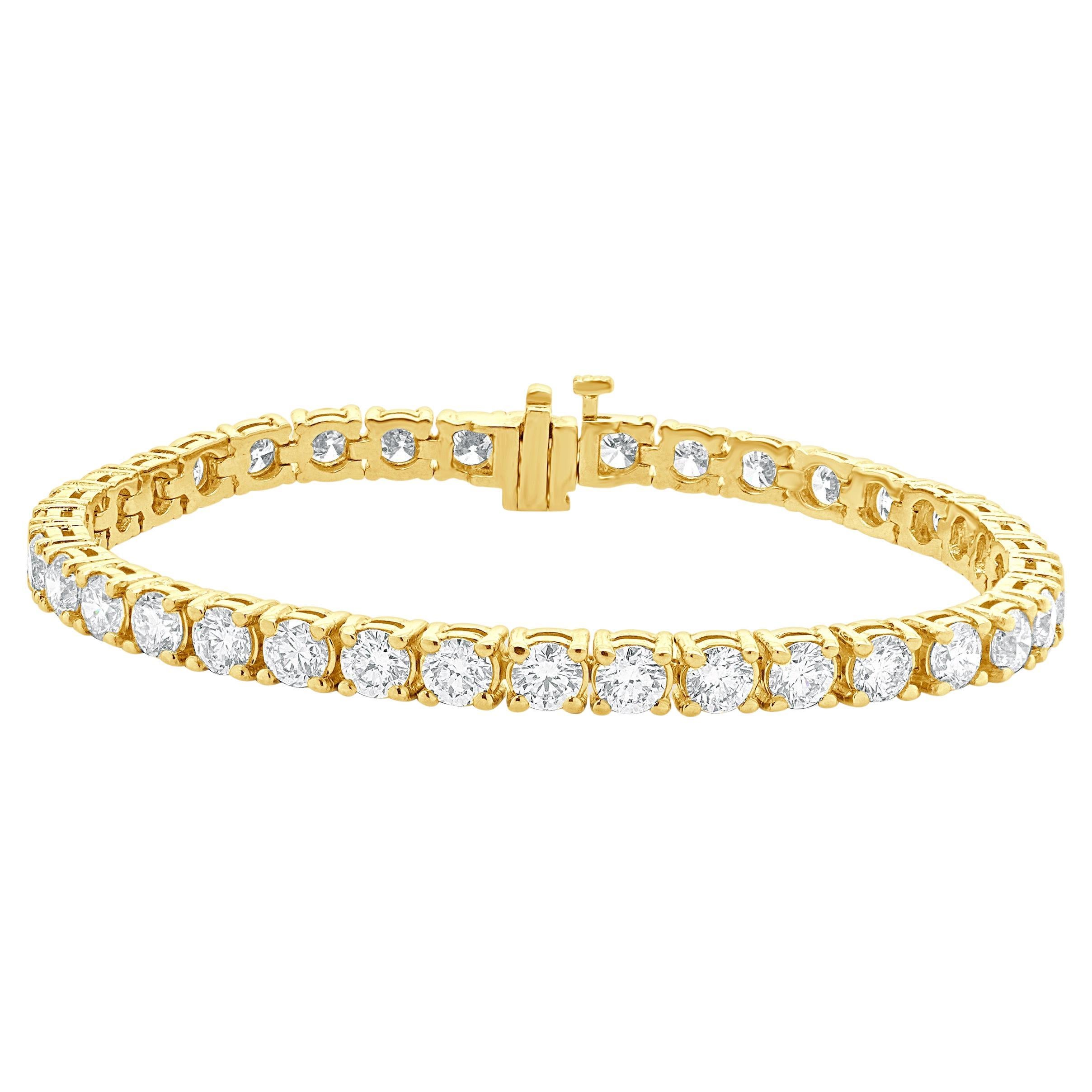 14 Karat Yellow Gold Diamond Inline Tennis Bracelet