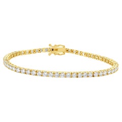14 Karat Yellow Gold Diamond Inline Tennis Bracelet