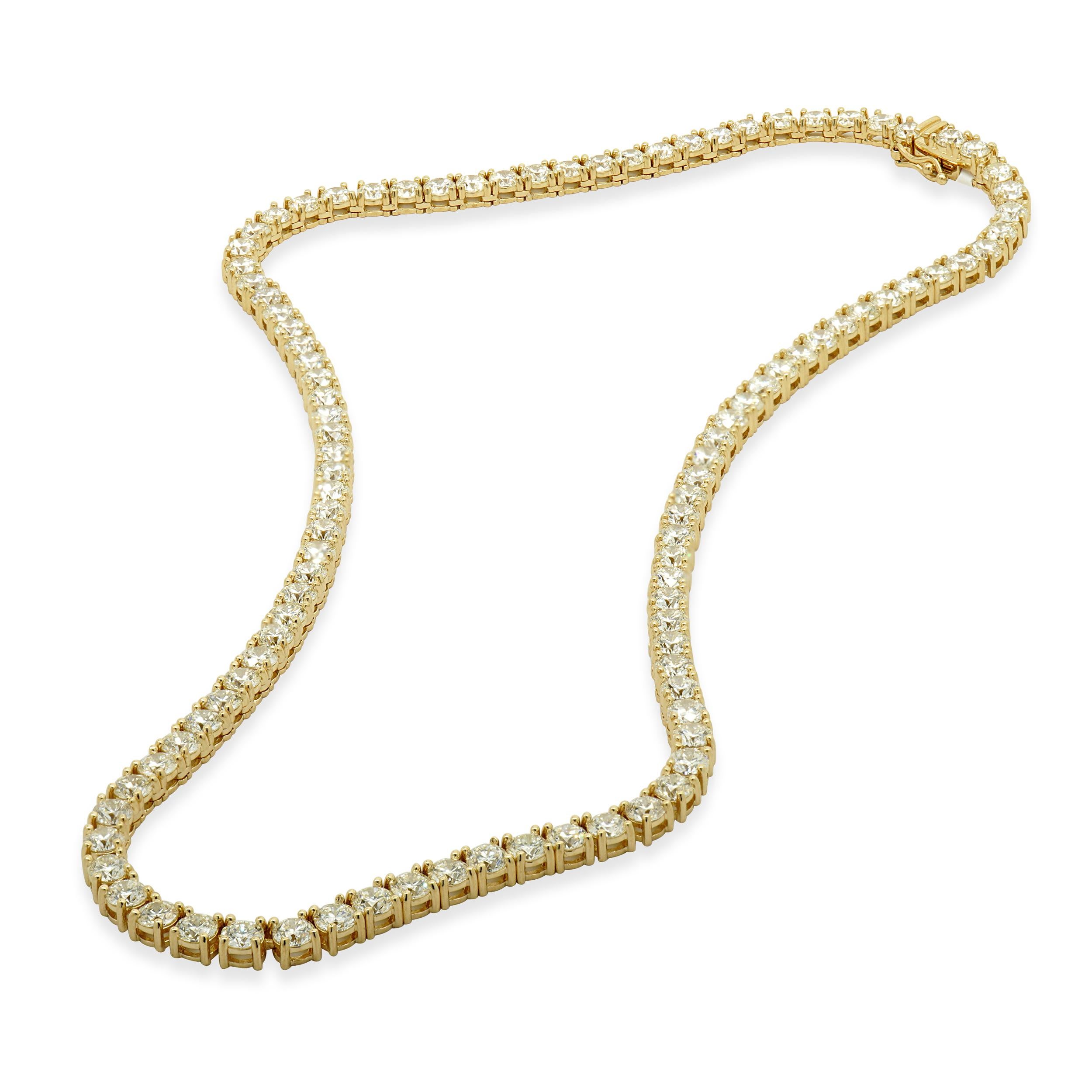 Collana Tennis in linea con diamanti in oro giallo 14 carati In condizioni buone in vendita a Scottsdale, AZ