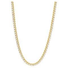 14 Karat Yellow Gold Diamond Inline Tennis Necklace