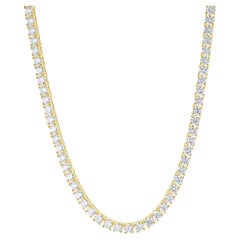 14 Karat Yellow Gold Diamond Inline Tennis Necklace