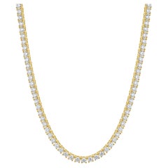 14 Karat Yellow Gold Diamond Inline Tennis Necklace