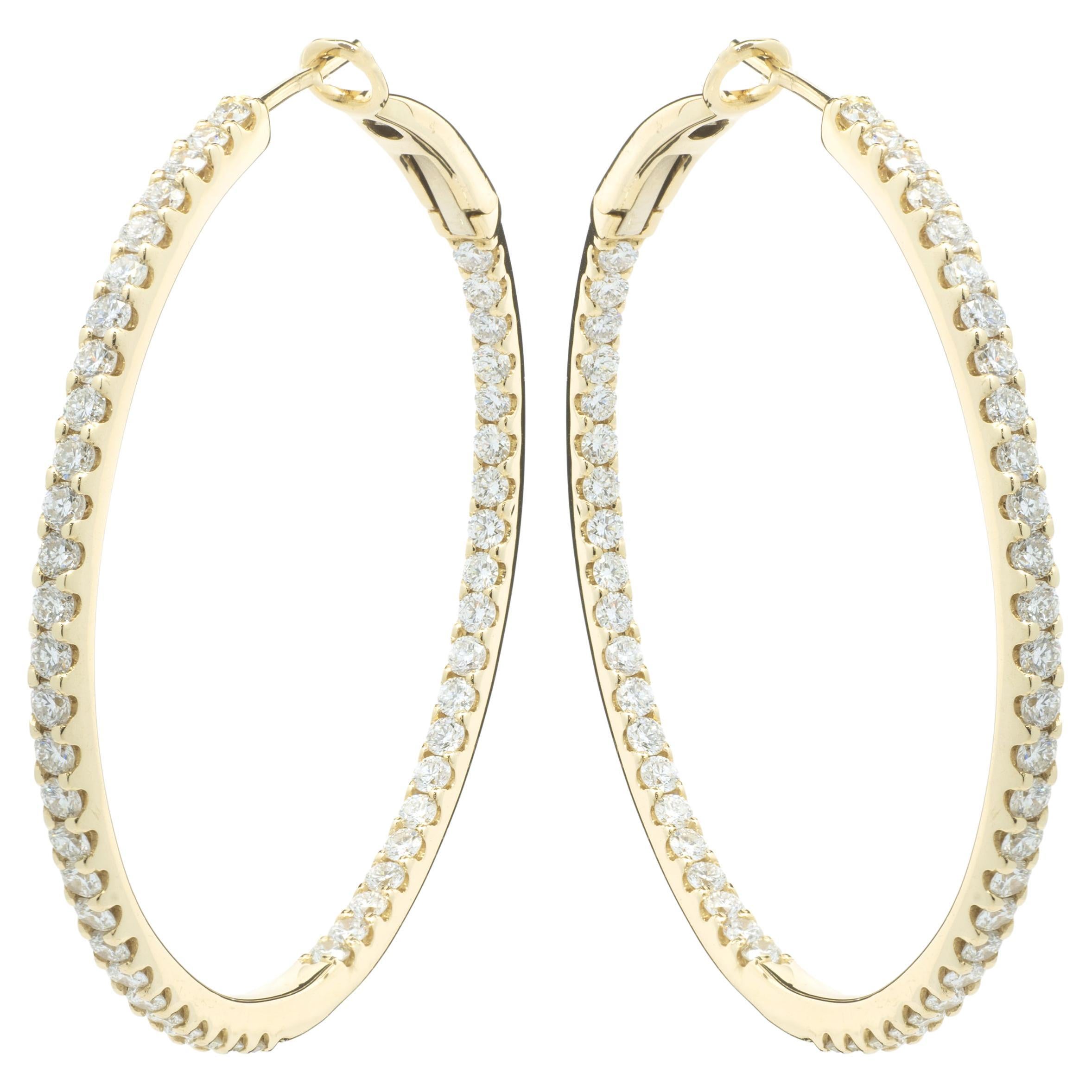 Tiffany and Co. Diamond Inside Outside Hoop Earrings Vintage 18 Karat