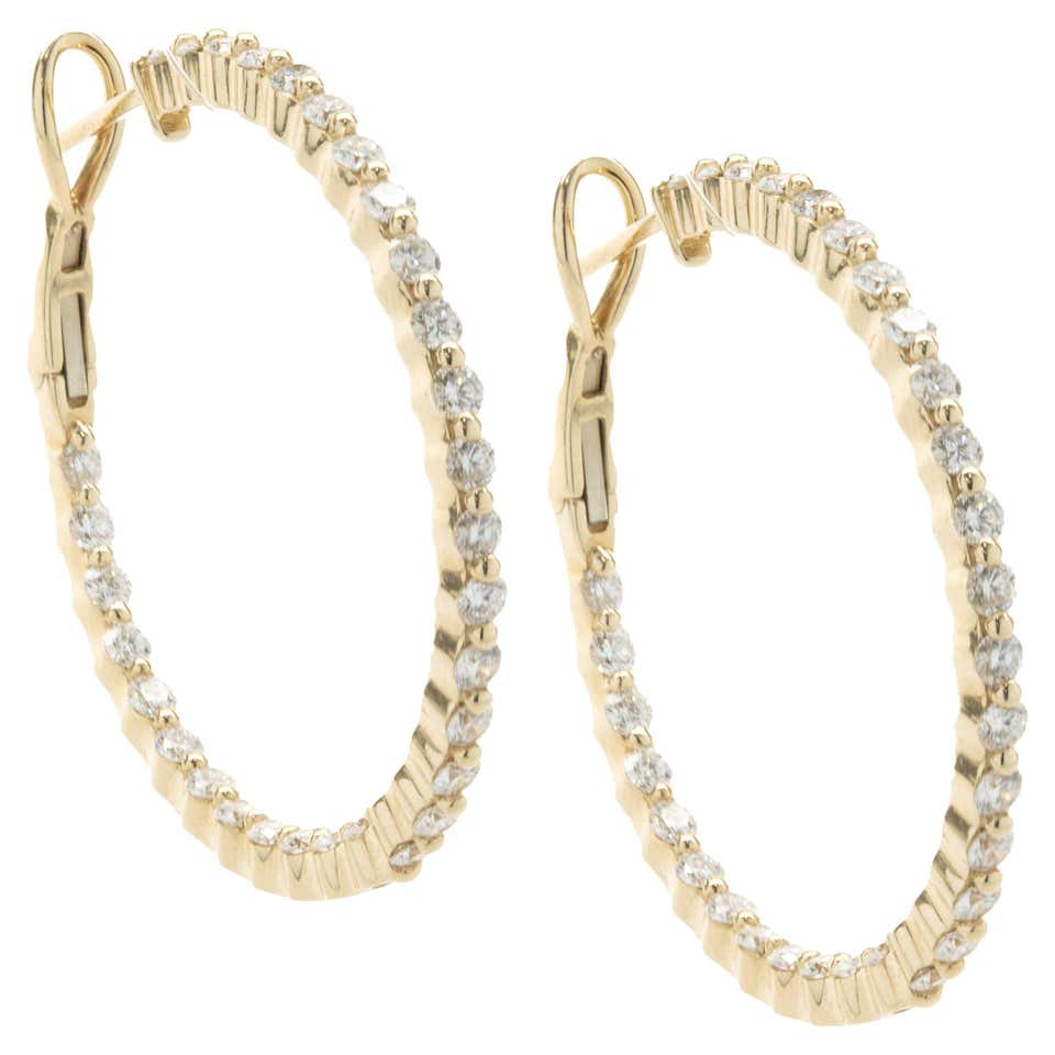 Women's 18K Rose Gold Plated Hoop Earrings - Austrian Crystal Inside & Out, Brass Base