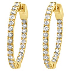 14 Karat Gelbgold Diamant-Ohrringe mit Innenseite und Innenseite
