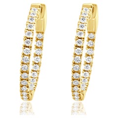 14 Karat Gelbgold Diamant-Ohrringe mit Innenseite und Innenseite
