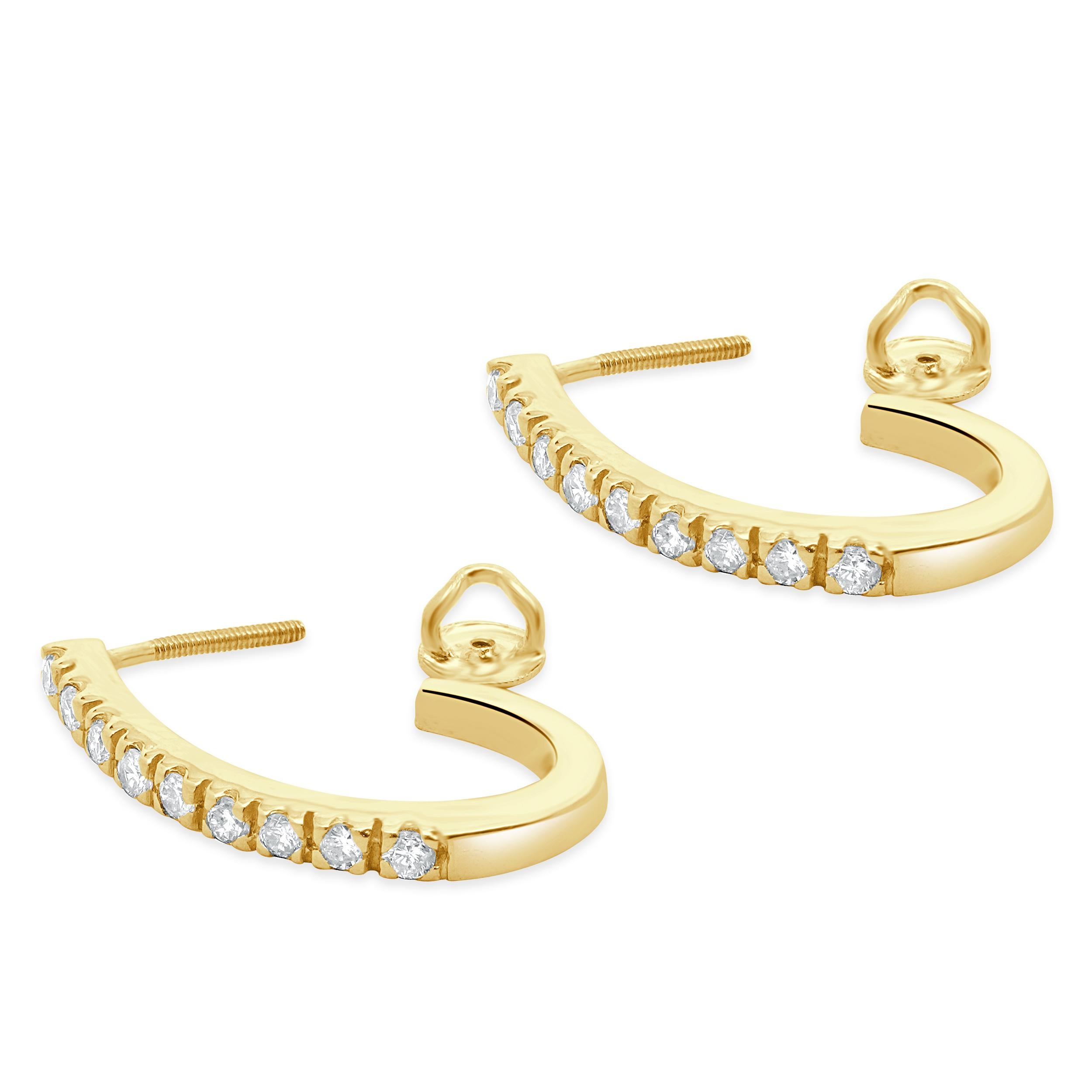 Boucles d'oreilles en or jaune 14 carats, diamant J Excellent état - En vente à Scottsdale, AZ