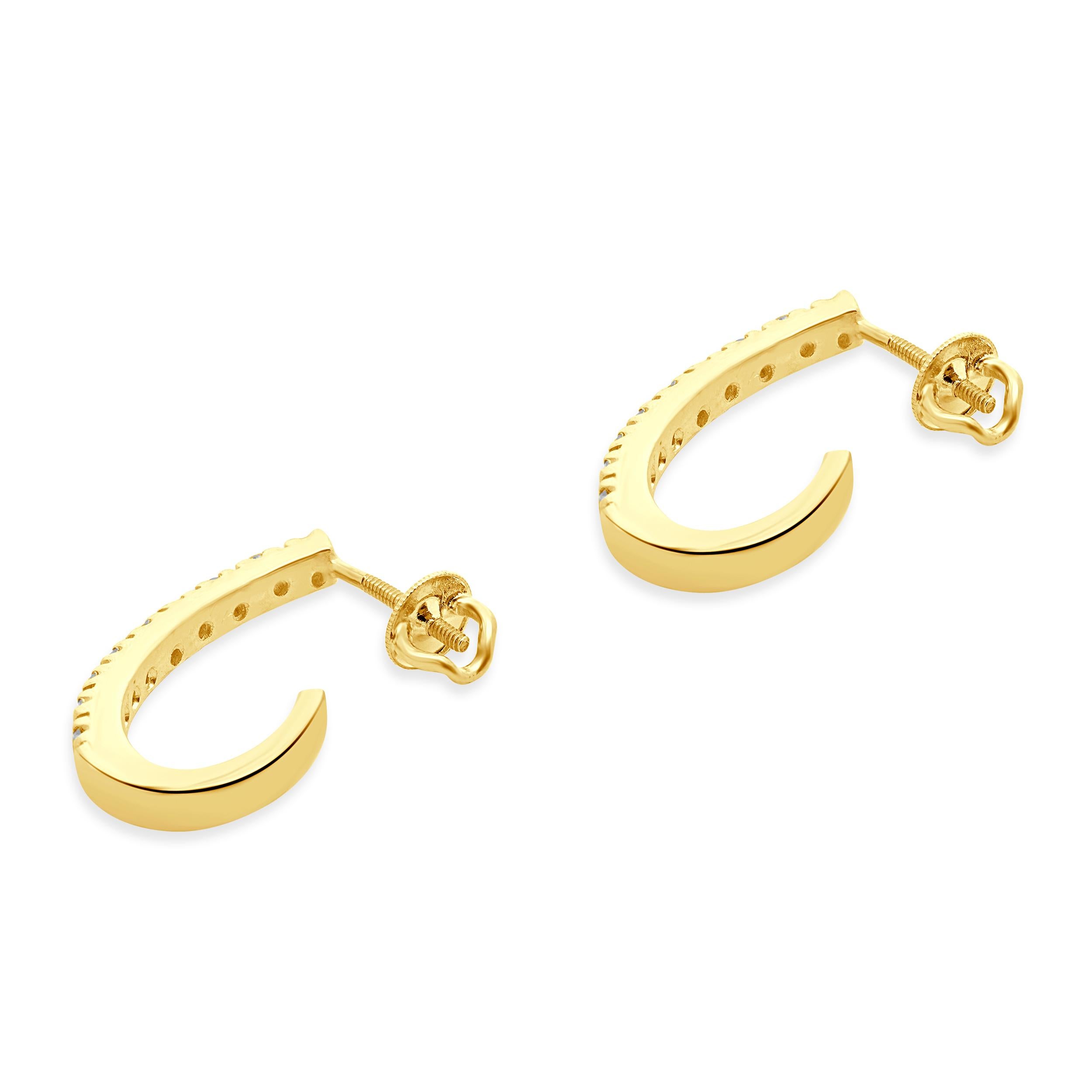 Boucles d'oreilles en or jaune 14 carats, diamant J Pour femmes en vente