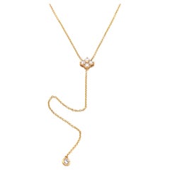 14 Karat Yellow Gold Diamond Lariat Necklace