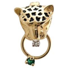 14 Karat Yellow Gold Diamond Leopard Enhancer Charm #17699
