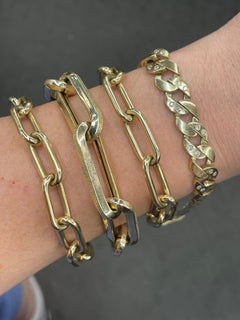 14 Karat Yellow Gold Diamond Link Cuban Bracelet 0.66 Carat 28.6 Grams