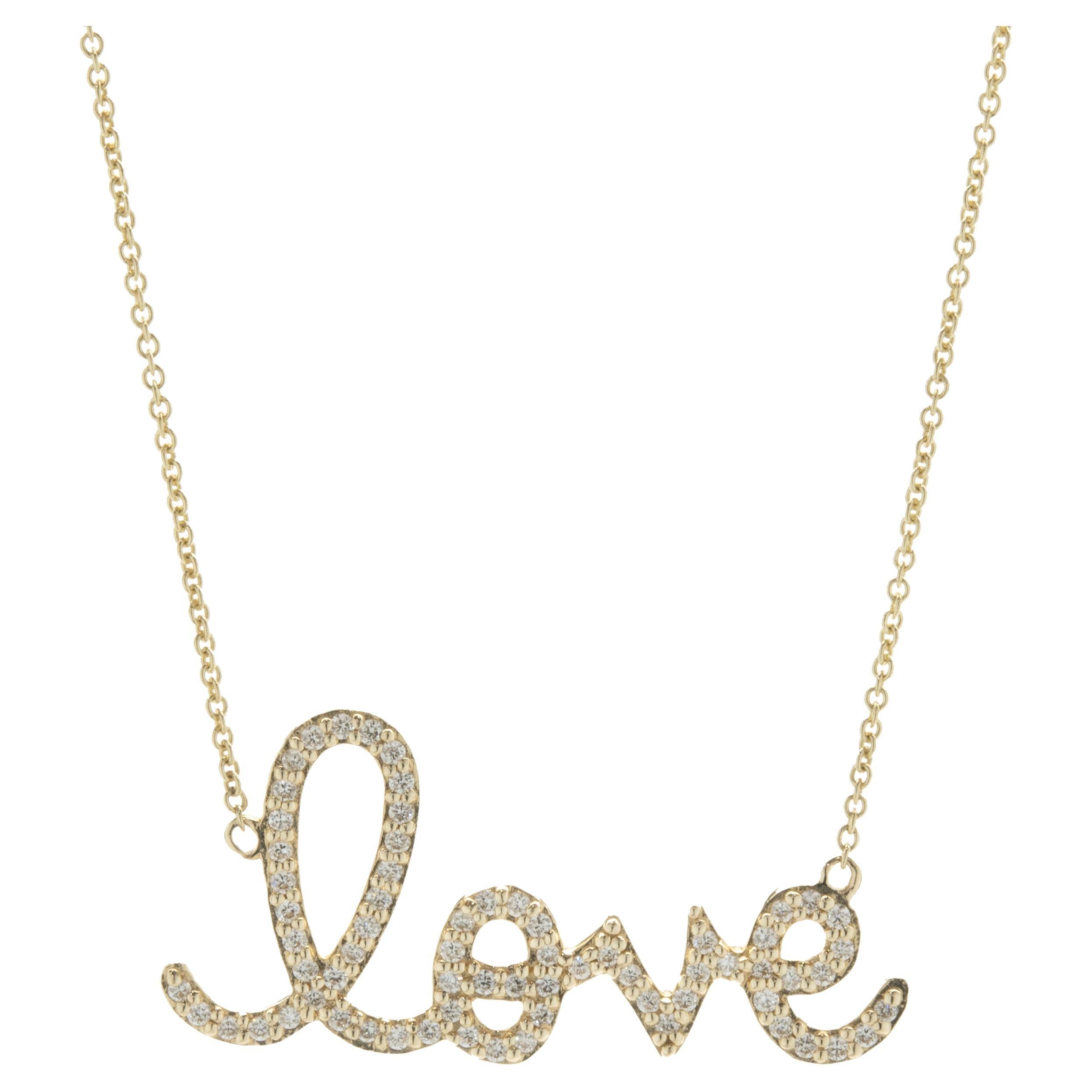 14 Karat Yellow Gold “I Love U” Pendant Necklace For Sale at 1stDibs