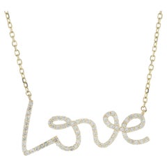 Collana Love in oro giallo 14 carati con diamanti