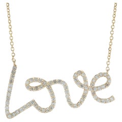 14 Karat Yellow Gold Diamond Love Necklace