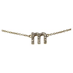 Vintage 14 Karat Yellow Gold Diamond "M" Necklace #19200