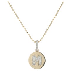 14 Karat Yellow Gold Diamond “M” Necklace