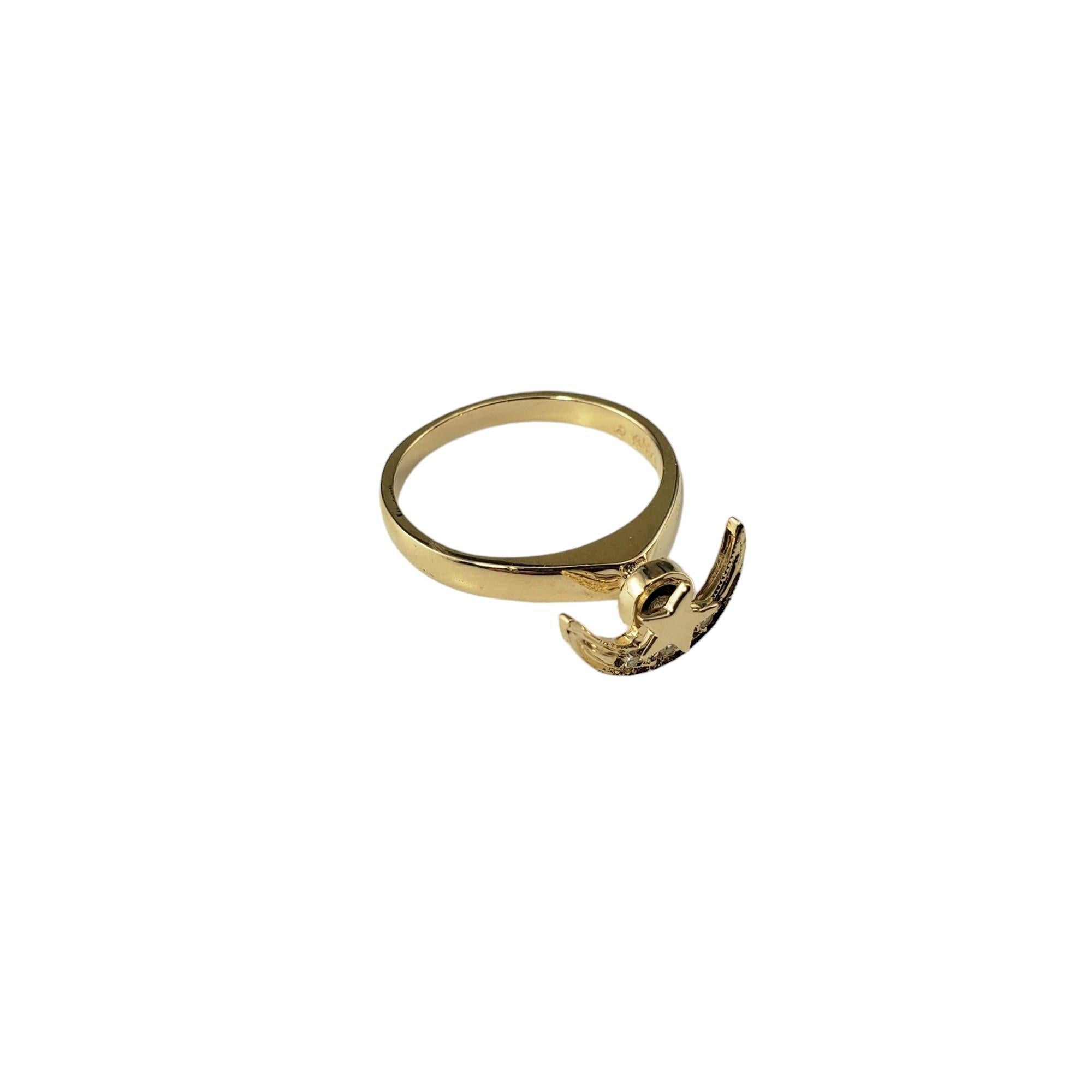 Single Cut 14 Karat Yellow Gold & Diamond Moon & Star Spinner Ring Size 5.5 #17023