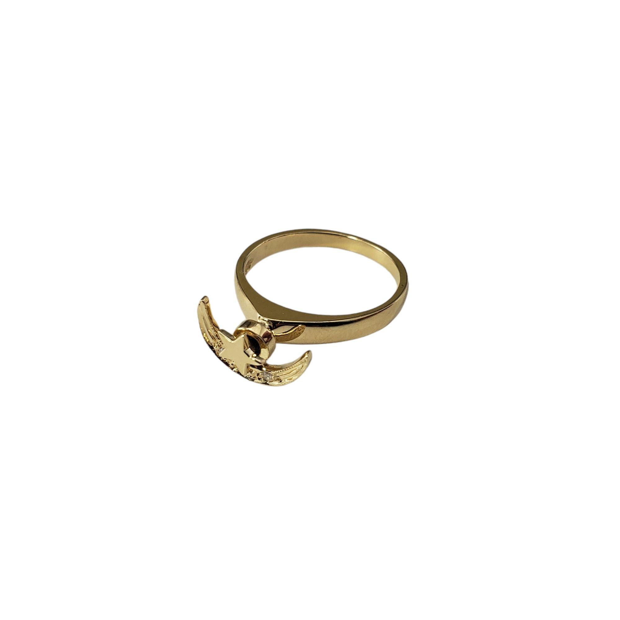 14 Karat Yellow Gold & Diamond Moon & Star Spinner Ring Size 5.5 #17023 In Good Condition In Washington Depot, CT